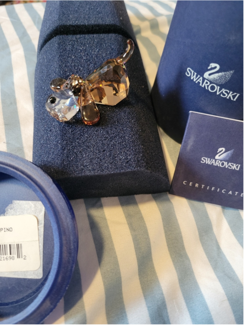Swarovski Crystal Dog Figurine in Amber and Clear